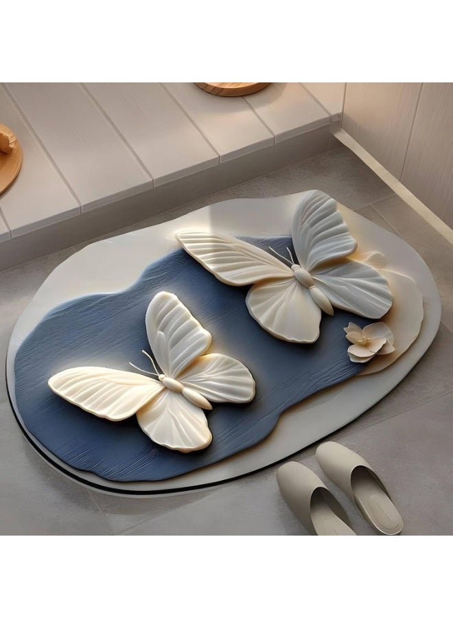 3D decorative raised/embossed erfly mat, Anti-Fatigue Floor Mat,Comfort Standing Mat Super Soft, Non-Slip And Absorbent.Machine Bathroom Carpet, Shower And Bathtub Bathroom Mat ( 38 x 58 cm) - Image 3